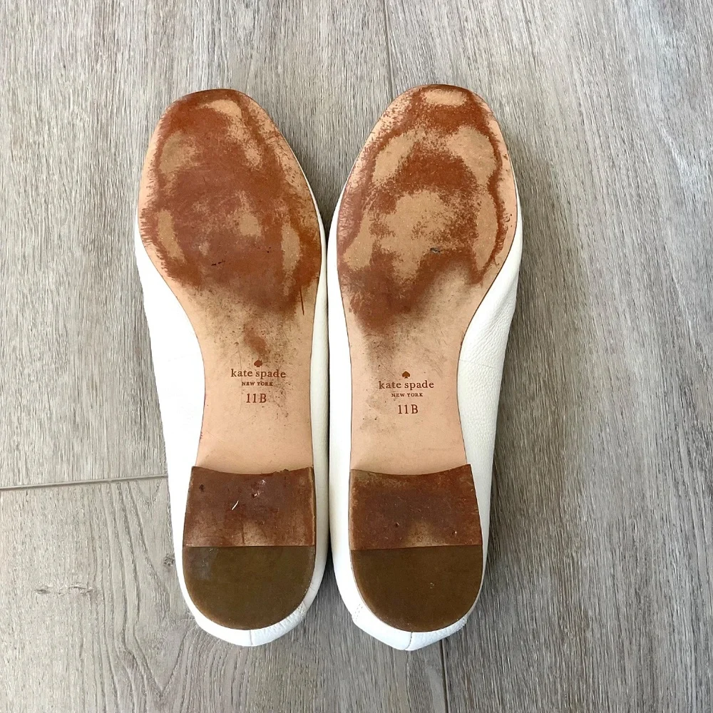 KATE SPADE Cape Cod Spade White Leather Loafers Size 11 EUC